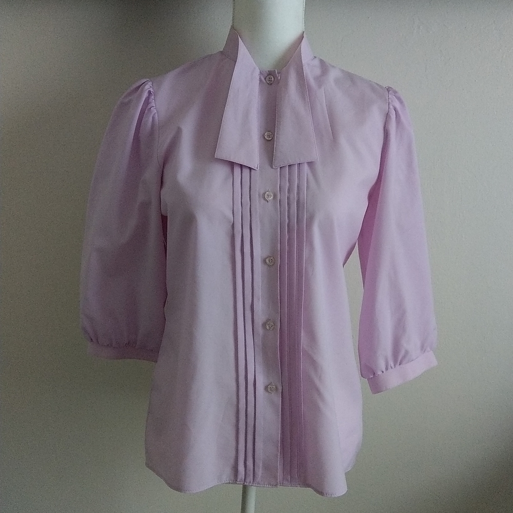 Lavendar high neck tie blouse